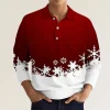 New Long Sleeve Men Polo Shirt Button Down Winter Christmas Fitting Lapel Oversized 3D Printed Casual Sports Polo Shirt Clothing