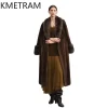 KMETRAM 100% Mink Fur Coats Woman High Quality Long Real Fur Coat Sable Collar Winter Outerwears Women Clothing шуба женская